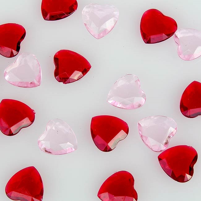 Red acrylic hearts for decorating and centerpieces